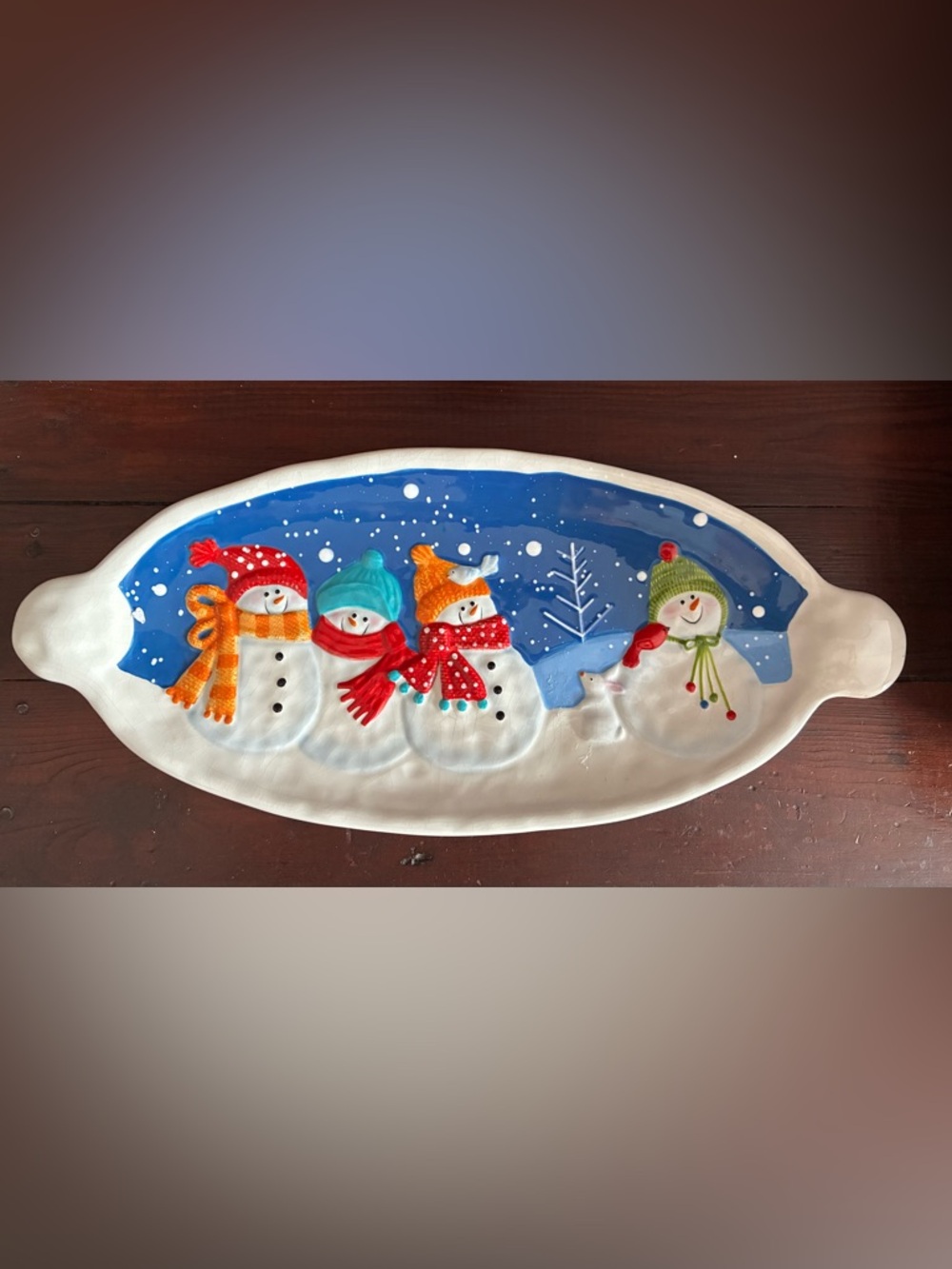 Festive Snowman Ceramic Serving Platter , St Nicholas Square Snow Days